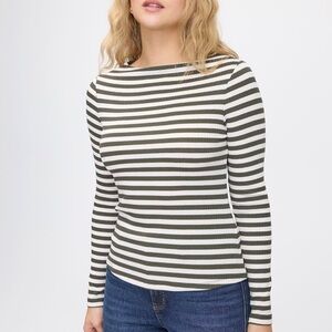 REITMANS Striped Long Sleeve Top - Green and White (NWT)